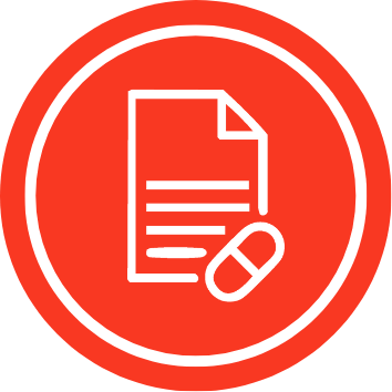 Icon of a document with a pill next to it.