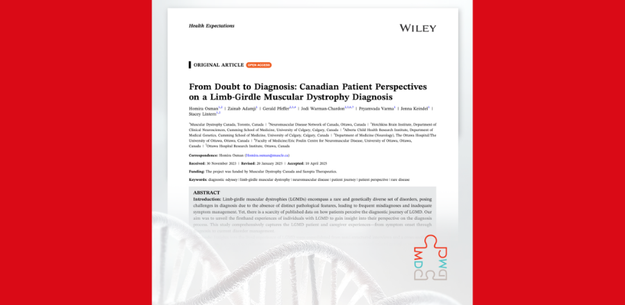 Screenshot of published article supported by Muscular Dystrophy Canada.