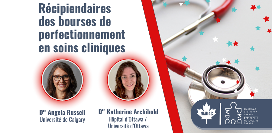 Image décorative pour les lauréats de la bourse de recherche clinique neuromusculaire 2026. Photo des Dre Angela Russel et Katherine Archibold.